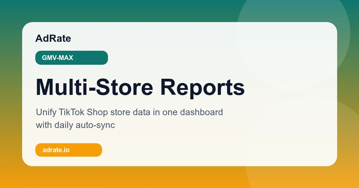 AdRate TikTok Shop multi-store reports dashboard
